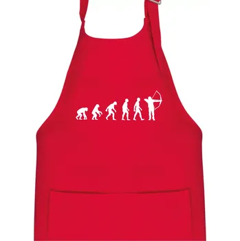 Kuchyňská zástěra Evoluce lukostřelba - Dětská zástěra na vaření - Univerzální velikost ( Červená )