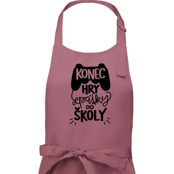 Kuchyňská zástěra Konec hry, zpátky do školy - Pánská zástěra na vaření - Univerzální velikost ( Starorůžová )