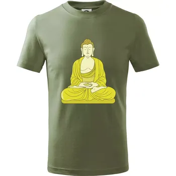 Budha zelenožlutý - Tričko dětské bavlněné - 146 cm/10 let ( Khaki )