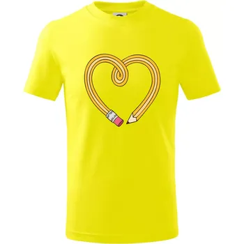 Chlapecké tričko Tužka srdce - Tričko dětské bavlněné - 98 cm / 2 roky ( Citrónová )
