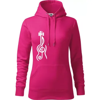Dámská mikina Houslový klíč kytara - Mikina dámská Cape s kapucí - 2XL ( Purpurová )