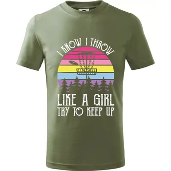 Disc golf i know i throw - Tričko dětské bavlněné - 134 cm/8 let ( Khaki )