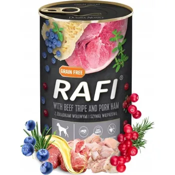 Krmivo pro psa Dolina Noteci Rafi krmivo mokrá pro psa hovězí žaludky se šunkou konzerva 400g
