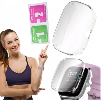 Pouzdro na mobilní telefon 2v1: Pouzdro + sklo/fólie pro chytré hodinky Xiaomi Amazfit GTS 4 Mini