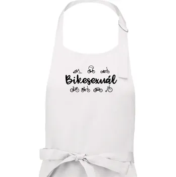 Kuchyňská zástěra Bikesexuál - Pánská zástěra na vaření - Univerzální velikost ( Bílá )