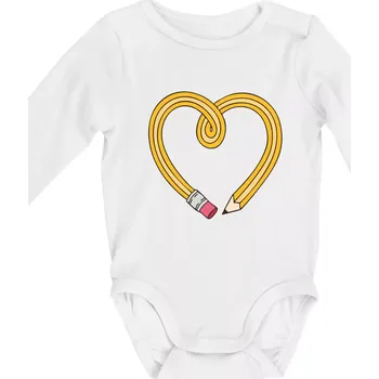 Kojenecký body Tužka srdce - Body kojenecké s dlouhým rukávem - Dlouhý r. do 3 měs ( Bílá )
