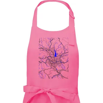 Kuchyňská zástěra Jablonec nad Nisou - Mapa s vodními toky - Pánská zástěra na vaření - Univerzální velikost ( Růžová )