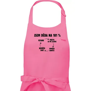 Kuchyňská zástěra Jsem děda na 101 procent - Pánská zástěra na vaření - Univerzální velikost ( Růžová )