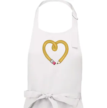 Kuchyňská zástěra Tužka srdce - Pánská zástěra na vaření - Univerzální velikost ( Bílá )