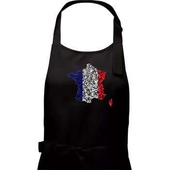 Kuchyňská zástěra Francouzská vlajka body mapa - Pánská zástěra na vaření - Univerzální velikost ( Černá )