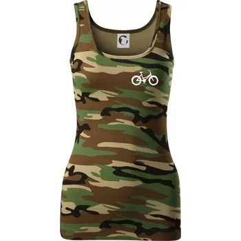 Dámské tričko Obrázek kola na prsu městské kolo - Dámské Maskáčové tílko - S ( Hnědý maskáč )