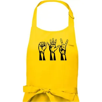 Kuchyňská zástěra Kámen nůžky papír černé - Dámská zástěra na vaření - Univerzální velikost ( Žlutá )