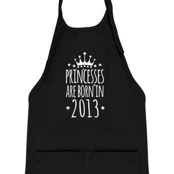 Kuchyňská zástěra Princesses are born in 2013 - Dětská zástěra na vaření - Univerzální velikost ( Černá )