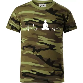 Ekg Budha - Dětské maskáčové triko - 146 cm/10 let ( Zelený maskáč )