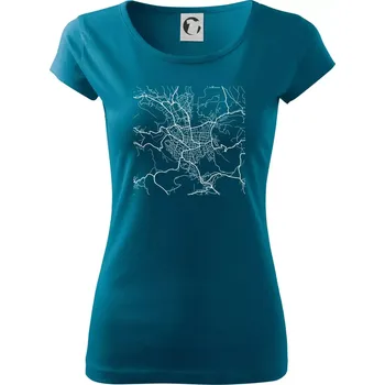 Dámské tričko Mapy měst černobílé Jablonec nad Nisou - Dámské triko Pure - XL ( Petrolejová )