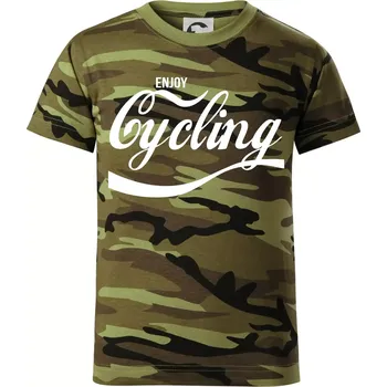 Enjoy Cycling - Dětské maskáčové triko - 134 cm/8 let ( Zelený maskáč )