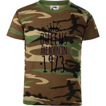 Chlapecké tričko Queens are born in 1973 - Dětské maskáčové triko - 122 cm/6 let ( Hnědý maskáč )