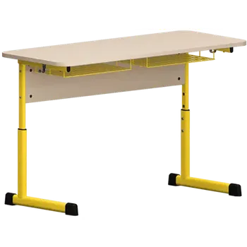 EDUCA 2 žákovská lavice stavitelná, 2-místná, vel. 4-6, mléčný dub/žlutá