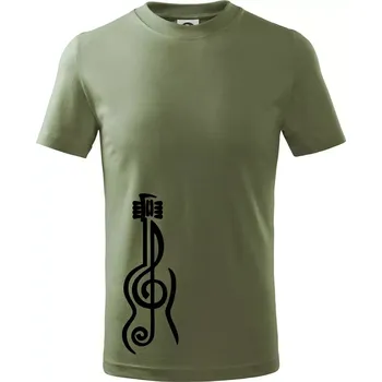 Houslový klíč kytara - Tričko dětské bavlněné - 122 cm/6 let ( Khaki )