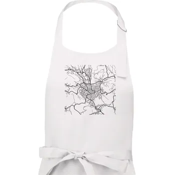 Kuchyňská zástěra Mapy měst černobílé Jablonec nad Nisou - Dámská zástěra na vaření - Univerzální velikost ( Bílá )