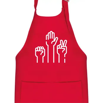 Kuchyňská zástěra Kamen nůžky papír ikony - Dětská zástěra na vaření - Univerzální velikost ( Červená )