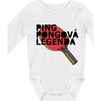 Kojenecký body Ping Pongová legenda - Body kojenecké s dlouhým rukávem - Dlouhý r. do 3 měs ( Bílá )