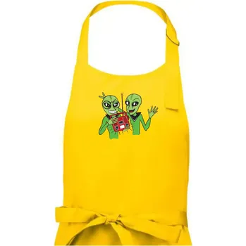 Kuchyňská zástěra Ufo a rádio (Pecka design) - Pánská zástěra na vaření - Univerzální velikost ( Žlutá )