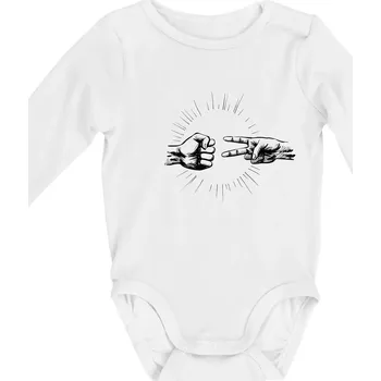 Kámen tupí nůžky - Body kojenecké s dlouhým rukávem - Dlouhý r. do 3 měs ( Bílá )