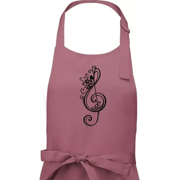 Kuchyňská zástěra Houslový klíč kytky - Pánská zástěra na vaření - Univerzální velikost ( Starorůžová )