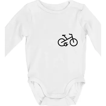 Kojenecký body Obrázek kola na prsu ebike - Body kojenecké s dlouhým rukávem - Dlouhý r. do 3 měs ( Bílá )