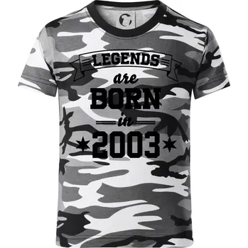 Chlapecké tričko Legends are born in 2003 - Dětské maskáčové triko - 146 cm/10 let ( Šedý maskáč )