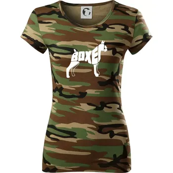 Boxer nápis v těle - Dámské maskáčové triko - XS ( Hnědý maskáč )