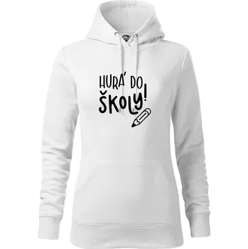 Dámská mikina Hurá do školy! - Mikina dámská Cape s kapucí - L ( Bílá )