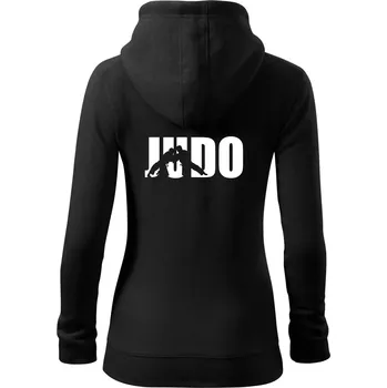 Dámská mikina Judo - Nápis - Dámská mikina trendy zipper s kapucí - XS ( Černá )