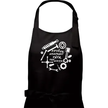 Kuchyňská zástěra Automechanik - Když to neopraví táta - Pánská zástěra na vaření - Univerzální velikost ( Černá )