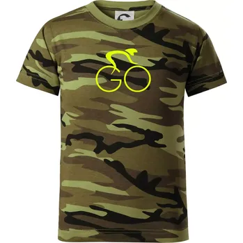 GO - Fluo cyklista malý - Dětské maskáčové triko - 146 cm/10 let ( Zelený maskáč )