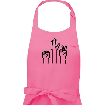Kuchyňská zástěra Kamen nůžky papír ikony - Dámská zástěra na vaření - Univerzální velikost ( Růžová )
