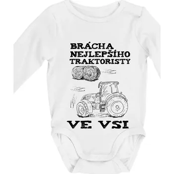 Brácha nejlepšího traktoristy ve vsi - Body kojenecké s dlouhým rukávem - Dlouhý r. do 3 měs ( Bílá )