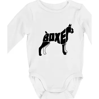 Boxer nápis v těle - Body kojenecké s dlouhým rukávem - Dlouhý r. do 3 měs ( Bílá )