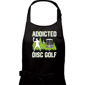 Kuchyňská zástěra Addicted disc golf - Dámská zástěra na vaření - Univerzální velikost ( Černá )