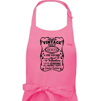 Kuchyňská zástěra Vintage Etiketa - 2003 - Pánská zástěra na vaření - Univerzální velikost ( Růžová )