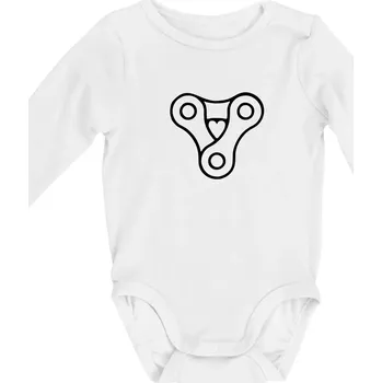 Cyklo srdce řetěz trojúhelník - Body kojenecké s dlouhým rukávem - Dlouhý r. 3-6 měs ( Bílá )