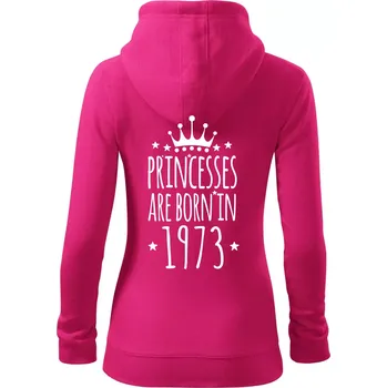 Dámská mikina Princesses are born in 1973 - Dámská mikina trendy zipper s kapucí - 2XL ( Purpurová )