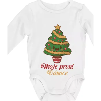 Kojenecký body Moje první Vánoce stromek - Body kojenecké s dlouhým rukávem - Dlouhý r. do 3 měs ( Bílá )