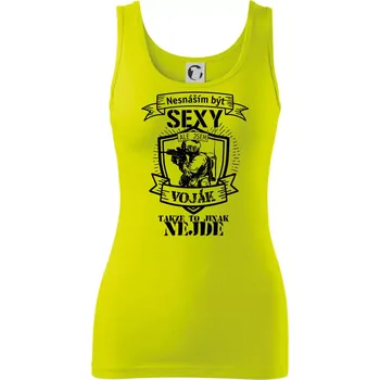 Nesnáším být sexy voják - erb - Dámské tílko - XS ( Limetková )