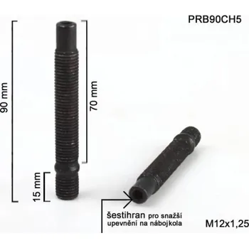 Šroubek na kolo Kolový šteft M12x1,25x70+15mm, oboustranný závit, černý, BIMECC