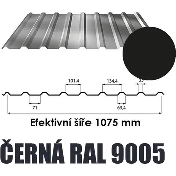 Střešní krytina BP2 Trapézový plech T18 0,5mm ČERNÁ Délka 5,0 m