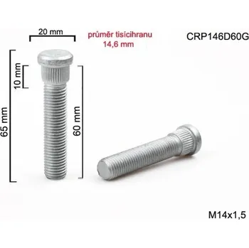 Šroubek na kolo Kolový šteft M14x1,5x60mm, průměr tisícihranu 14,6mm, BIMECC