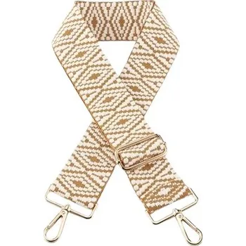 Kabelka Vyměnitelný popruh ke kabelce - Tkaný hnědo bílý, zlatá spona