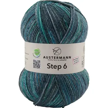 Příze Austermann Step 6 Color 739 Petrol (Ponožková příze Step 6 - 739 Petrol)